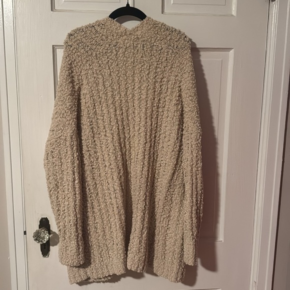 Miracle Women's Open Front Cardigan with Pockets Textured Cream Color S/M - Picture 7 of 10